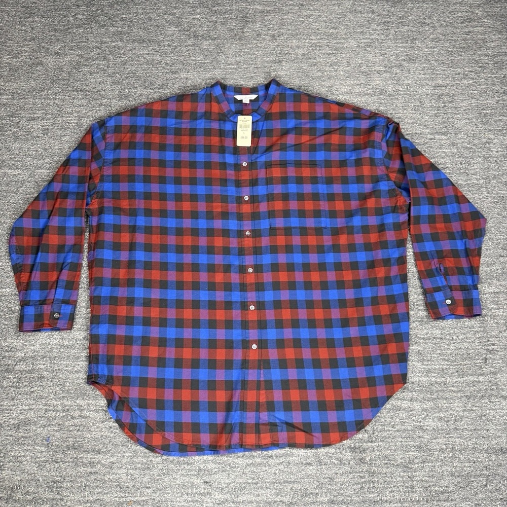 LL Bean Signature Lightweight Flannel Oversized Shirt Women Large Plaid Cabin